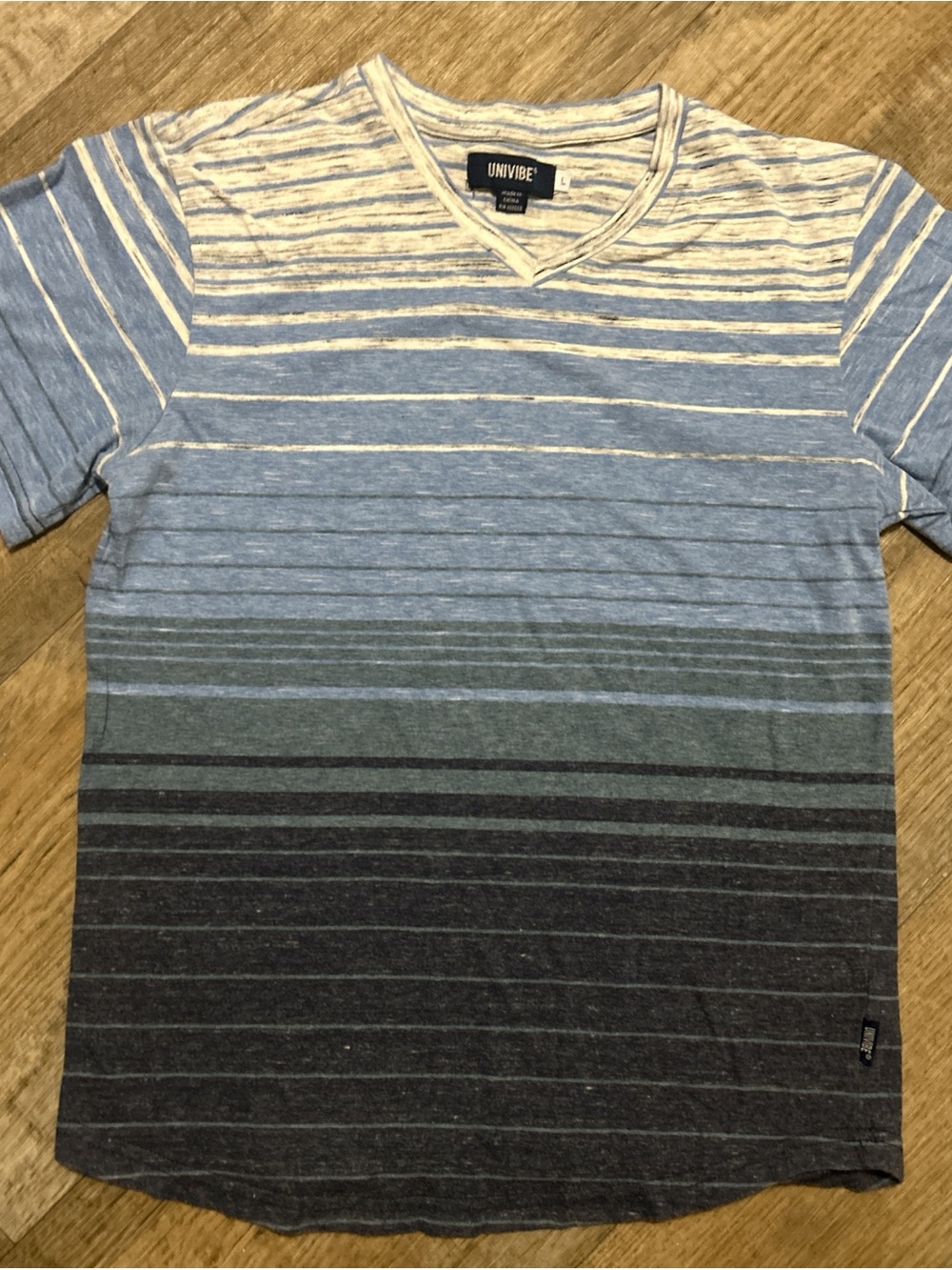 Univibe Blue Gradient Striped Short Sleeve Tee